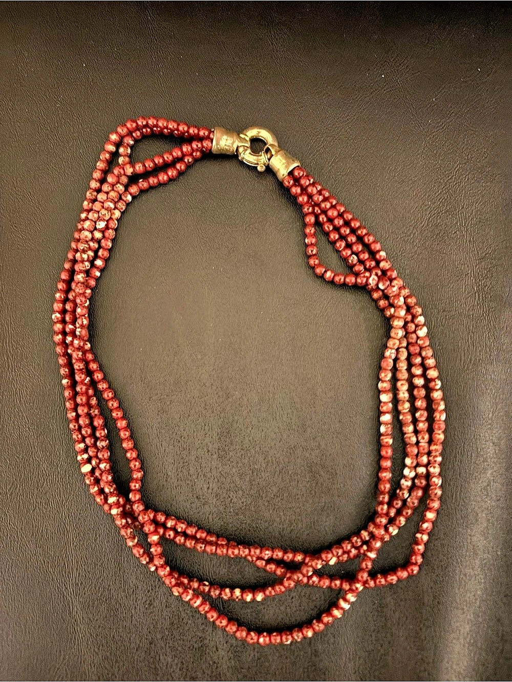 Red Beaded Multi-Strand Necklace